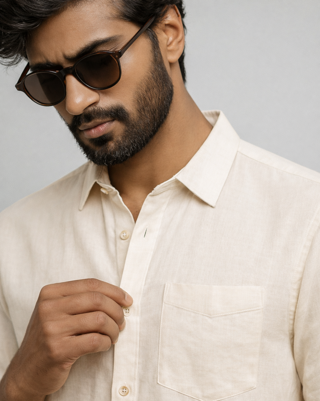 Pure Khadi Half Sleeve Shirt | Unbleached Natural Cotton | Handspun & Handwoven