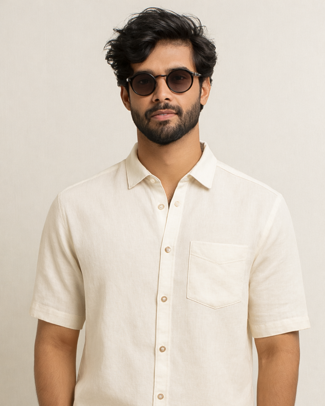 Pure Khadi Half Sleeve Shirt | Unbleached Natural Cotton | Handspun & Handwoven