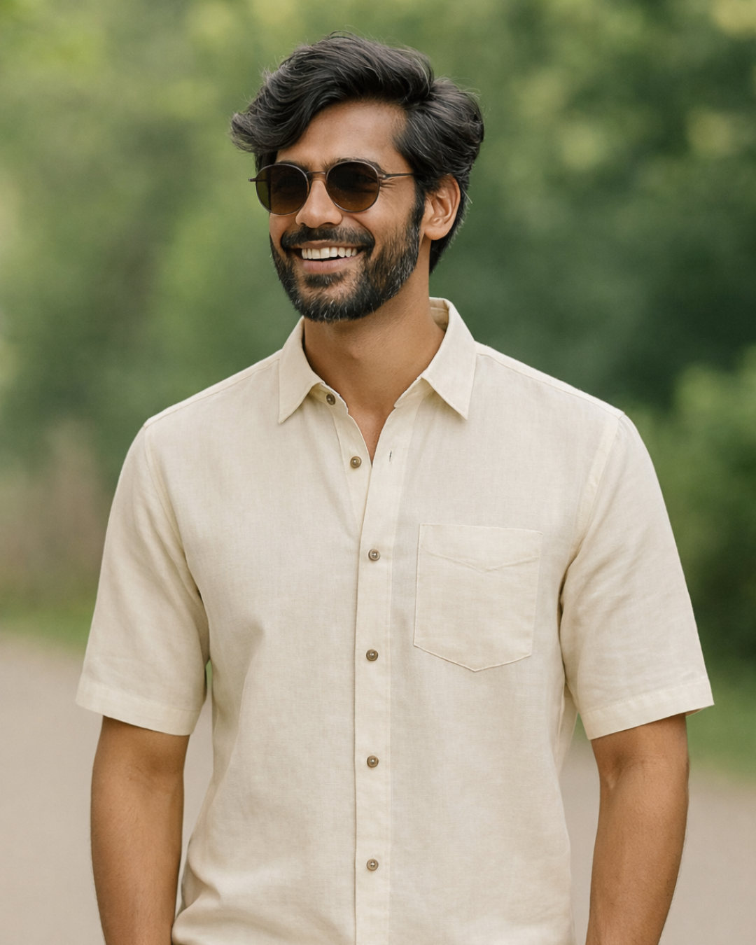 Pure Khadi Half Sleeve Shirt | Unbleached Natural Cotton | Handspun & Handwoven