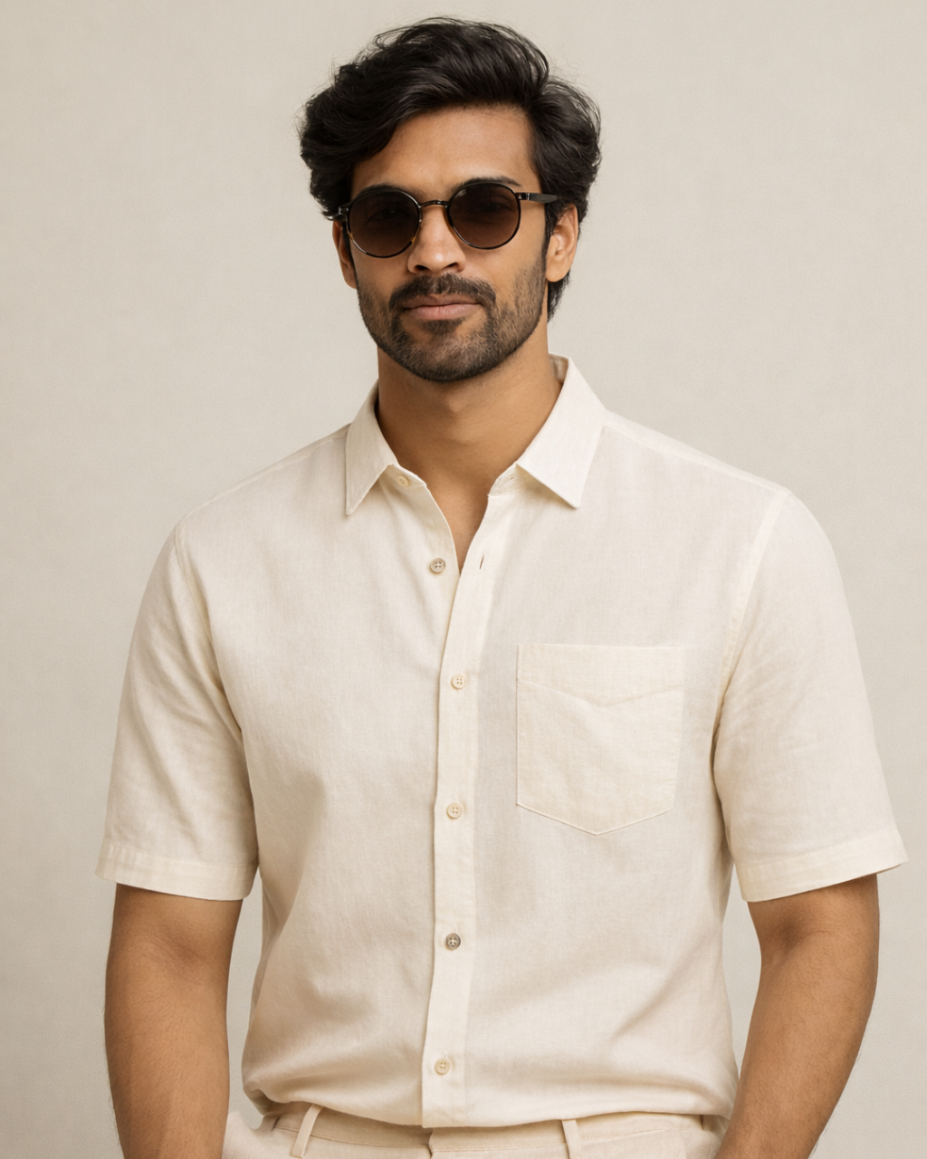 Pure Khadi Half Sleeve Shirt | Unbleached Natural Cotton | Handspun & Handwoven